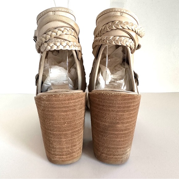 ISOLA LEONORA OPEN-TOE STACK-HEEL TAN LEATHER STRAPPY SANDALS ANKLE BOOTIE Sz8.5 - Picture 8 of 15